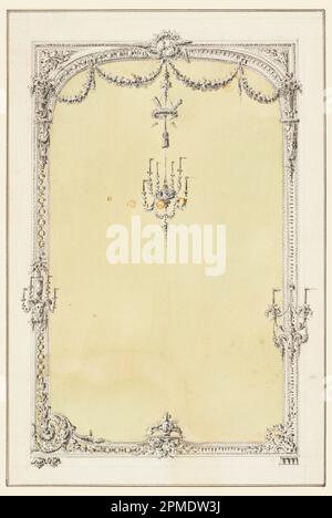 Dessin, Design for a Mirror, avec des suggestions alternatives; conçu par Richard de Lalonde (français, actif 1780–96); France; stylo et encre, pinceau et aquarelle, graphite sur papier ; 35,3 x 23,7 cm (13 7/8 x 9 5/16 po.) Banque D'Images