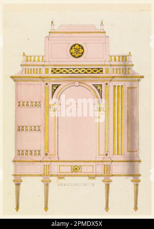 Dessin, conception d'une armoire, avec d'autres suggestions; Allemagne; stylo et encre noire, pinceau et aquarelle sur papier; 25,6 x 16,8 cm (10 1/16 x 6 5/8 po) Banque D'Images