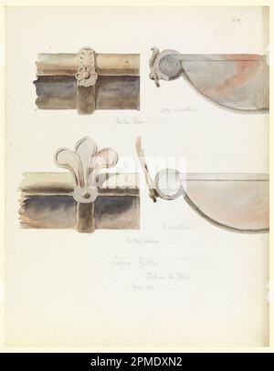 Dessin, deux gouttières de cuivre, d'un château de 16th-siècle, Blois, France; Whitney Warren Jr (États-Unis, 1864–1943) ; États-Unis ; graphite, pinceau et aquarelle sur papier ; 32 x 25 cm (12 5/8 x 9 13/16 po.) Banque D'Images