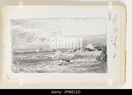 Carnet à croquis Folio, Foamy Waves on Rocks; William Trost Richards (américain, 1833–1905); États-Unis; stylo et encre noire sur papier vélin blanc cassé; 8,7 x 15,2 cm (3 7/16 x 6 po) Feuille : 12,3 x 19,5 cm (4 13/16 x 7 11/16 po) Banque D'Images