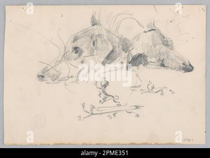 Dessin, chien et lion ; Robert Frederick Blum (américain, 1857–1903) ; États-Unis ; graphite sur papier vélin ; 17,3 × 24,9 cm (6 13/16 × 9 13/16 po) Banque D'Images