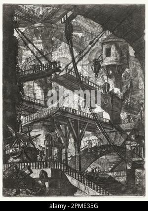 Imprimé, The Drawbridge, plaque VII de la série Carceri d'Invenzione; Giovanni Battista Piranesi (italien, 1720–1778); Italie; gravure sur papier blanc; 55,7 x 41,3 cm (21 15/16 x 16 1/4 po) Banque D'Images