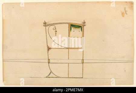 Dessin, dessin pour une chaise de berline; Angleterre; craie noire, stylo, encre, pinceau et plusieurs aquarelles sur papier ; 25,1 × 39,3 cm (9 7/8 × 15 1/2 po.) Banque D'Images