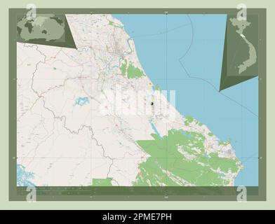 Ha Tinh, province du Vietnam. Ouvrez la carte des rues. Cartes d'emplacement auxiliaire d'angle Banque D'Images