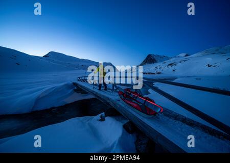 Ski de randonnée dans le parc national de Rondane, Norvège Banque D'Images