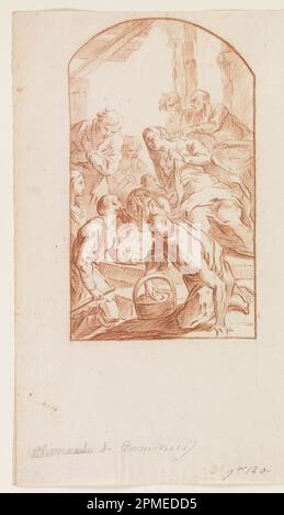 Dessin, l'adoration des bergers; Antonio de' Dominici (italien, ca. 1730–après 1800) ; Italie ; craie rouge sur papier crème ; 26,8 x 19,2 cm (10 9/16 x 7 9/16 po.) Banque D'Images