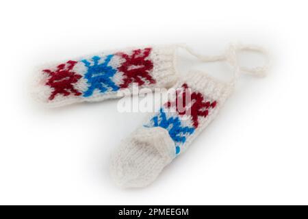 chaussettes miniatures en laine tricotée à la main Banque D'Images