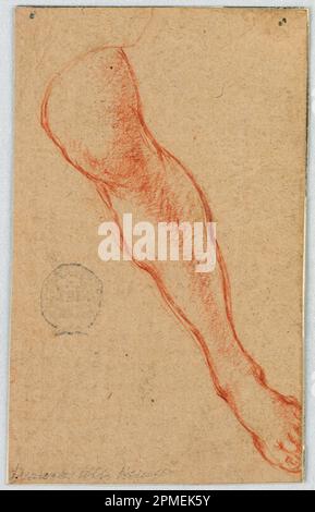 Dessin, Etude de la jambe gauche d'une femme assise; Italie; crayon rouge sur papier brun; 12,6 × 7,7 cm (4 15/16 × 3 1/16 po) Banque D'Images