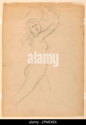 Dessin, croquis pour une Bacchante; Daniel Huntington (américain, 1816–1906); États-Unis; graphite sur papier vélin crème; 34,9 x 25 cm (13 3/4 x 9 13/16 po.); Béquest d'Erskine Hewitt; 1942-50-133 Banque D'Images