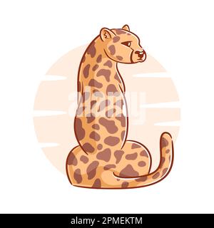 Personnage de dessin animé de guépard dessiné à la main Illustration de Vecteur