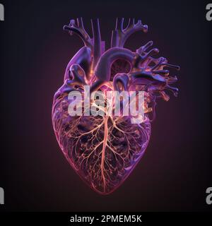 modèle anatomique du cœur humain, style de radiographie numérique Banque D'Images