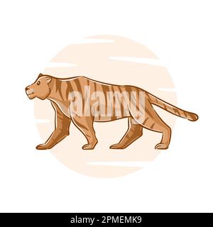 Personnage de dessin animé tigre dessiné à la main Illustration de Vecteur