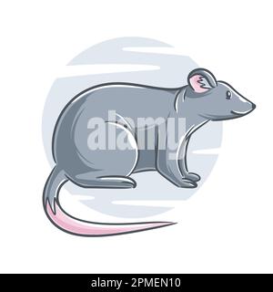 Personnage de dessin animé de rat dessiné à la main Illustration de Vecteur