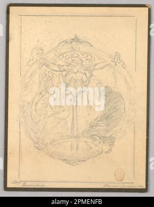 Dessin, motif for Decorative Design; Walter Shirlaw (américain, né en Écosse, 1838–1909); États-Unis; graphite et crayon noir sur papier ; 25,5 × 19,5 cm (10 1/16 × 7 11/16 po) Support : 26,3 × 20,3 cm (10 3/8 × 8 po) Banque D'Images