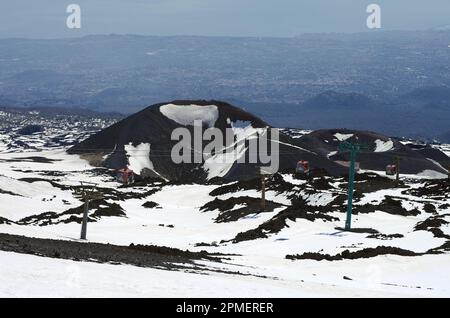 Volcans en hiver Parc national de l'Etna, Sicile, Italie Banque D'Images