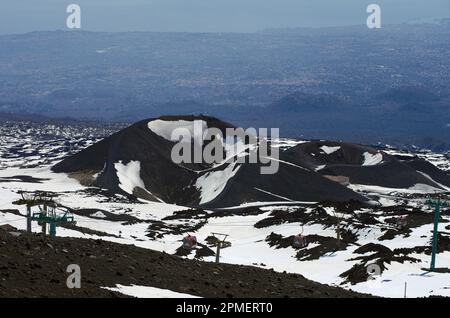 Volcans en hiver Parc national de l'Etna, Sicile, Italie Banque D'Images