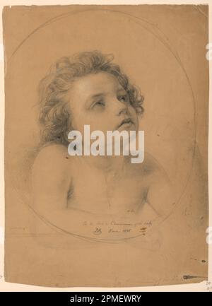 Dessin, Etude de l'enfant pour la « communion des malades »; Daniel Huntington (américain, 1816–1906); sujet: Charles Huntington; Italie; Graphite, craie blanche sur papier vélin crème; 38,7 x 30,4 cm (15 1/4 x 11 15/16 po.); Béquest d'Erskine Hewitt; 1942-50-120 Banque D'Images