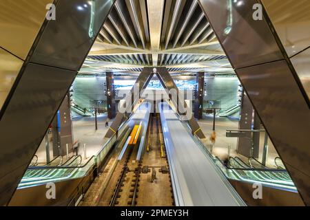 Amsterdam, pays-Bas – 9 octobre 2022: Station de métro Centraal Station de Noord Zuidlijn transports publics à Amsterdam, pays-Bas. Banque D'Images