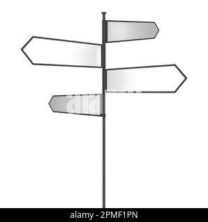 Panneau de signalisation avec quatre flèches blanches multidirectionnelles. Illustration vectorielle réaliste Illustration de Vecteur