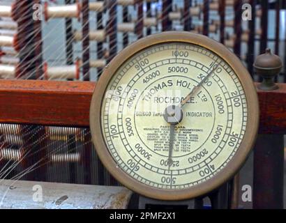Jauge de comptage du coton - Thomas Holt Ltd Rochdale, Lancashire, Angleterre, Royaume-Uni, Banque D'Images