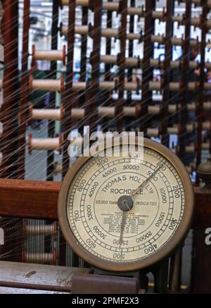 Jauge de comptage du coton - Thomas Holt Ltd Rochdale, Lancashire, Angleterre, Royaume-Uni, Banque D'Images