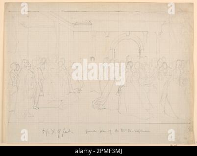 Dessin, Plan général pour 'The Republican court' (Lady Washington's Reception Day); Daniel Huntington (américain, 1816–1906); États-Unis; graphite sur papier graphique à colombe grise; 30,5 x 40,6 cm (12 x 16 in.); legs d'Erskine Hewitt; 1942-50-186 Banque D'Images