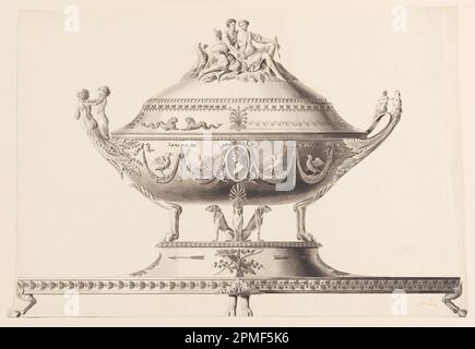 Dessin, dessin pour un Tureen; conçu par Joseph Anton Seethaler II (allemand, 1799–1868); Allemagne; stylo et encre, pinceau et lave-vaisselle; 38,3 × 57,4 cm (15 1/16 × 22 5/8 po) Banque D'Images