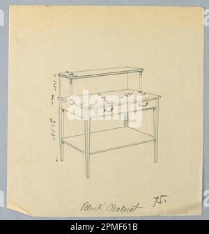 Dessin, conception pour table de service avec deux tiroirs et tablette supérieure; conçu par A.N. Davenport Co.; graphite sur papier crème mince; 22,5 x 21,0 cm (8 7/8 x 8 1/4 po) Banque D'Images