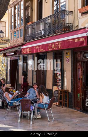 Espagne, Valence, Barrio del Carmen, terrasse du café Jaume Banque D'Images