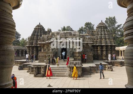 Inde, Karnataka, Somanathapura, Keshava ou Chennakesava temple Banque D'Images