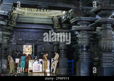 Inde, Karnataka, Belur, temple de Chennakeshava Banque D'Images