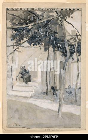 Dessin, sous sa propre vigne, illustration pour 'Modern Athens'; Corwin Knapp Linson (américain, 1864 – 1959); publié par les fils de Charles Scribner; États-Unis; graphite; pinceau, lavage gris et gouache blanc sur papier vélin blanc; total: 14 x 9 1/8 po. (35,6 x 23,2 cm) Banque D'Images