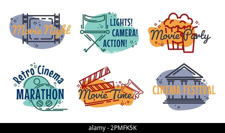 Ensemble de design pour le cinéma, la nuit et la fête Illustration de Vecteur