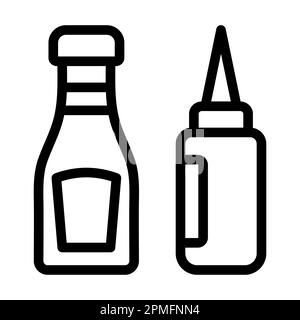 Icône ketchup Vector Thick Line pour une utilisation personnelle et commerciale. Banque D'Images
