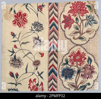 Fragments de chintz (Inde); coton; Warp x Weft (a): 28,5 x 30,5 cm (11 1/4 x 12 po.) Gauchissement x trame (b) : 47,5 x 14 cm (18 11/16 x 5 1/2 po.) Répéter H (b uniquement) : 31,8 cm (12 1/2 po) Banque D'Images