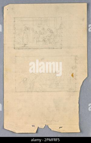 Dessin, étude pour le « Groupe scientifique »; Daniel Huntington (américain, 1816–1906); États-Unis; graphite sur papier blanc laqué doublé; 30,8 x 20 cm (12 1/8 x 7 7/8 po.); Béquest d'Erskine Hewitt; 1942-50-245 Banque D'Images