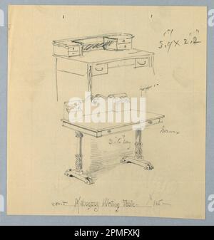 Dessin, conception et esquisse pour 'MahoganyWriting Table'; conçu par A.N. Davenport Co.; graphite sur papier crème mince; 22,9 x 21,3 cm (9 x 8 3/8 po) Banque D'Images