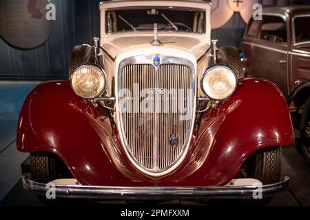 Audi front typ UW 1934 par Auto Union exposé au Musée de l'automobile de Riga. Riga, Lettonie - 12 mars 2023. Banque D'Images