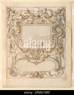 Dessin, grotesque Design; Italie; charbon de bois, stylo et bistre, pinceau et aquarelle sur papier Banque D'Images