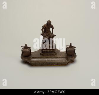 'Le travail' ('travail') Inkstand; fabriqué par Charles-August LeBourg (français, 1829 – 1906); France; marbre, bronze Banque D'Images