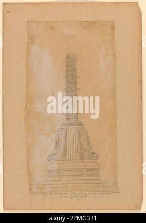 Dessin, « Dist de la base des tapis place sur le pont-neuf en juillet 1838 »; Félix-Jacques Duban (français, 1798 - 1870); France; support graphite: Papier mouchoir monté sur papier clair Havane; 36,2 x 19 cm (14 1/4 x 7 1/2 po) montage : 44,1 x 29,6 Banque D'Images