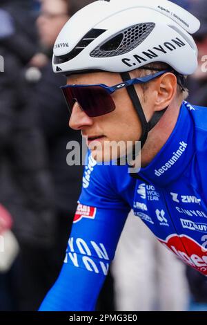 Overijse, Belgique. 12 avril 2023. Illustration montre Quinten Hermans d'Alpecin - Deceuninck @ la BRABANTSE PIJL hommes course cycliste, 205,1 km de LOUVAIN à OVERIJSE, mercredi 12 avril 2023. PHOTO SPORTPIX | Thijs Wintein Banque D'Images