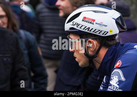 Overijse, Belgique. 12 avril 2023. Illustration montre Jannik Steimle de Soudal Quick-Step @ la BRABANTSE PIJL hommes course cycliste, 205,1 km de LOUVAIN à OVERIJSE, mercredi 12 avril 2023. PHOTO SPORTPIX | Thijs Wintein Banque D'Images