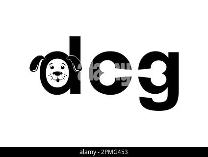 Lettres noires et blanches du logo de chien isolées sur fond blanc Illustration de Vecteur