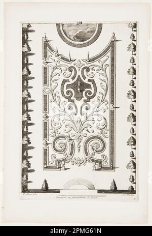 Print, Parterre en platebende de Gazon (lits de jardin plats avec herbe), à Nouveaux Livre de parterres contenant 24 pensséz diferantes (Nouveau livre contenant 24 variantes différentes pour les lits de jardin); conçu par Daniel Marot (français, actif aux pays-Bas et en Angleterre, 1661–1752); pays-Bas; gravure et gravure sur papier blanc posé; feuille: 35 x 23,5 cm (13 3/4 x 9 1/4 po) Marq. Plateau : 28,8 x 19,4 cm (11 5/16 x 7 5/8 po.) Banque D'Images