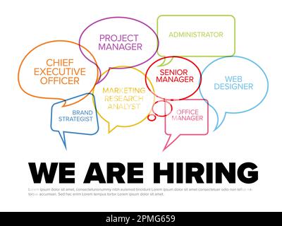 Nous embauchons un modèle de circulaire minimaliste – à la recherche de nouveaux membres de notre équipe qui embauchent un nouveau membre de l'équipe de l'entreprise – simpl Illustration de Vecteur