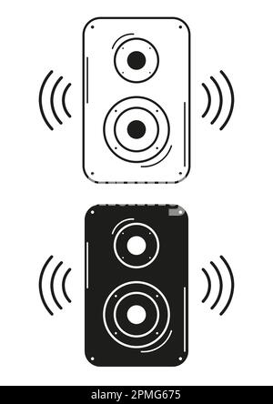 Enceintes noir et blanc Icon Flat Design Vector Illustration de Vecteur