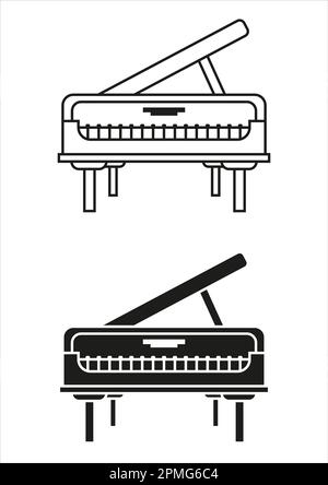 Motif vectoriel plat Piano Icon noir et blanc Illustration de Vecteur
