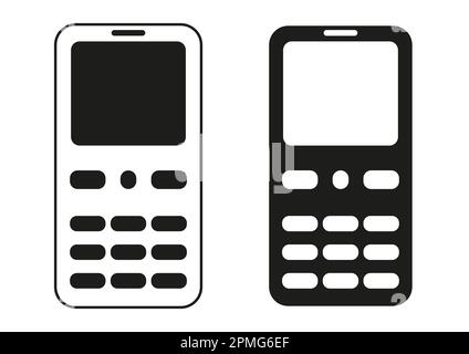 Symbole de téléphone noir et blanc symbole de téléphone plat Vector Illustration de Vecteur