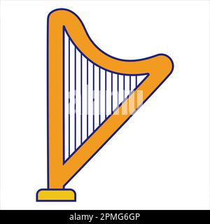 Golden Harp Icon Flat Design Vector Illustration de Vecteur